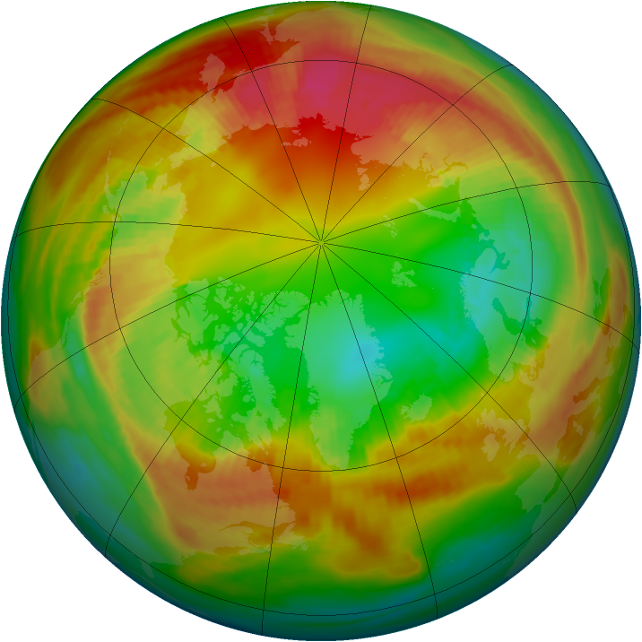 Arctic ozone map for 15 February 1986